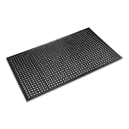 Crown Matting Technologies Safety Mat, Rubber, Drainage Holes, 36" W x 60" L, Black WS CT35BK
